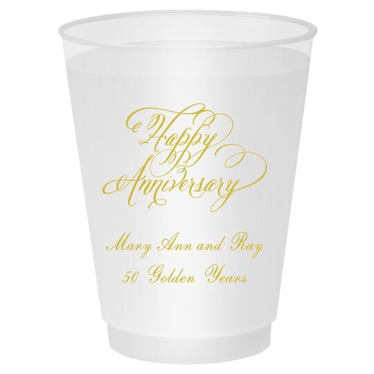 Elegant Happy Anniversary Shatterproof Cups